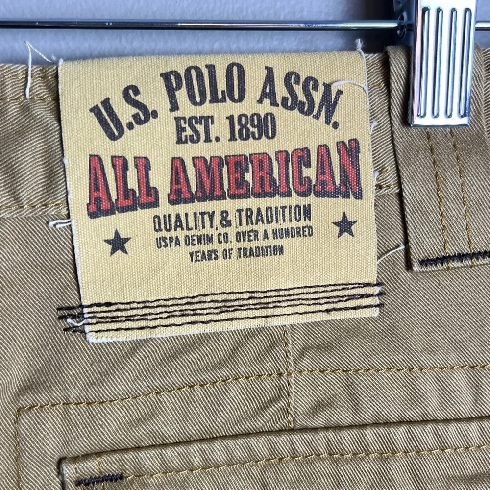 U.S. Polo Assn. Cargo Shorts Khaki Cotton Utility Size 12